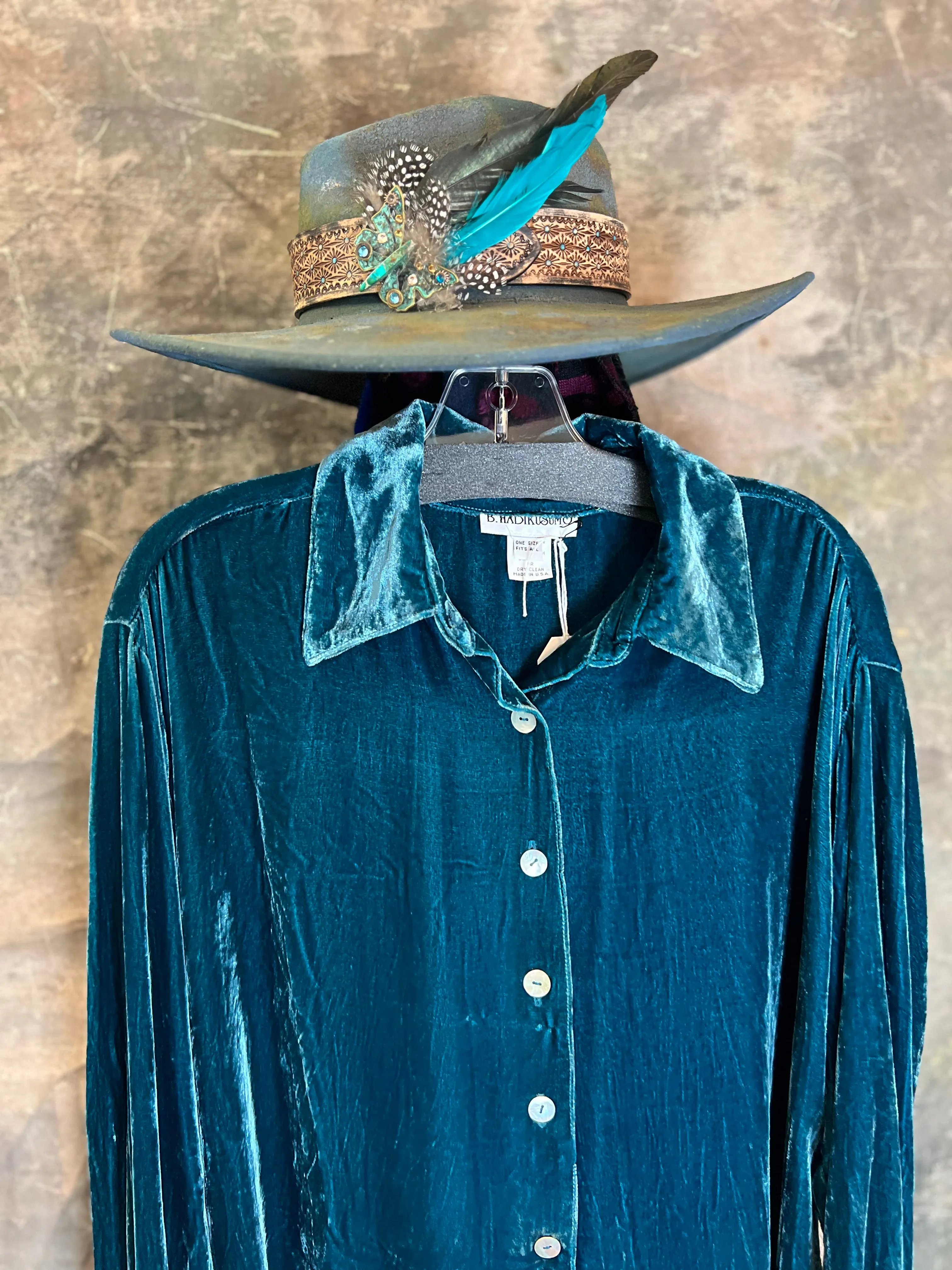 5419 Velvet Camp Shirt-Teal