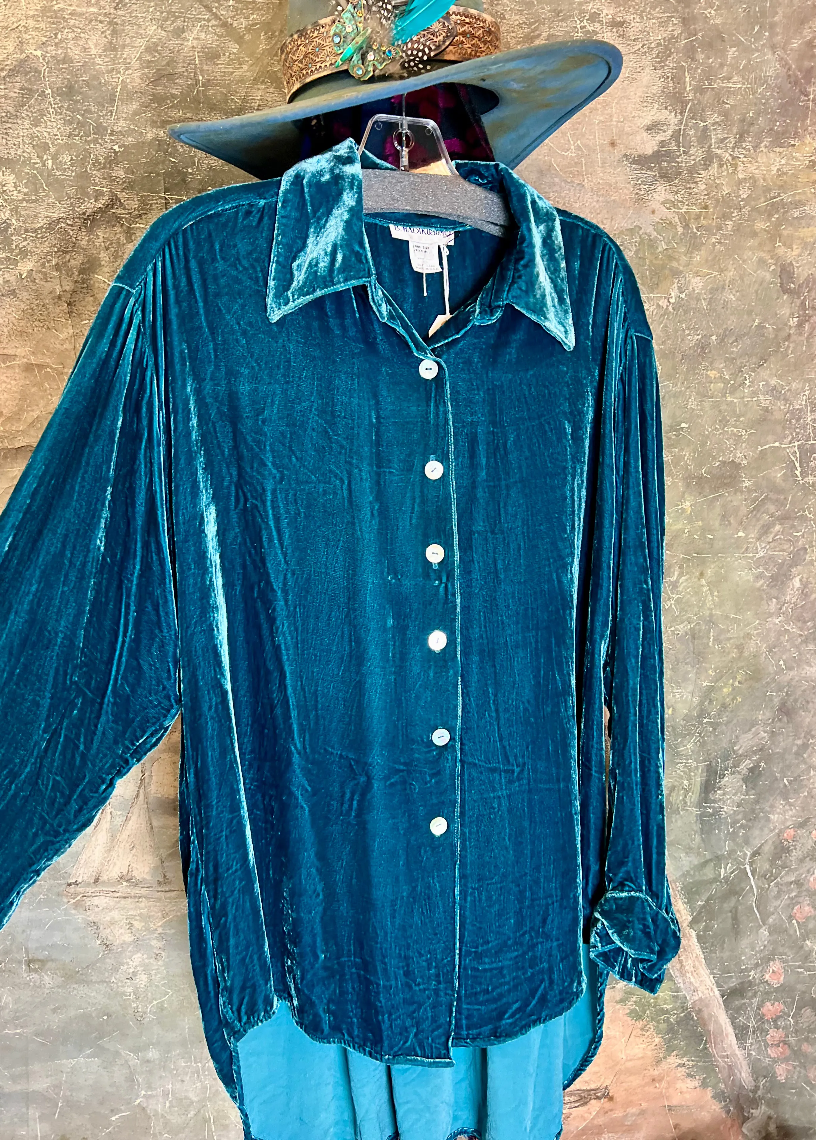 5419 Velvet Camp Shirt-Teal