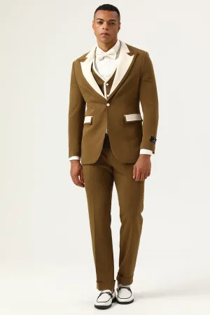 Brown Peak Lapel Single Button Men's Formal Suits