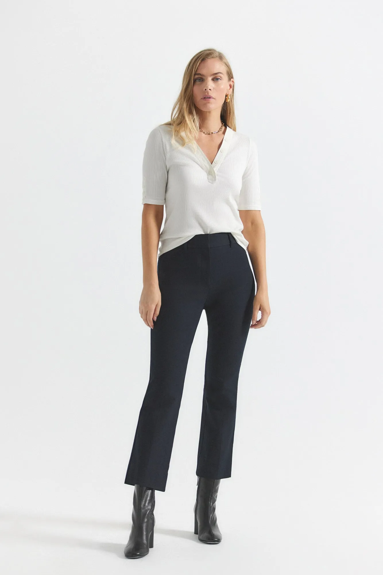 Crosby Crop Flare Trouser - Midnight