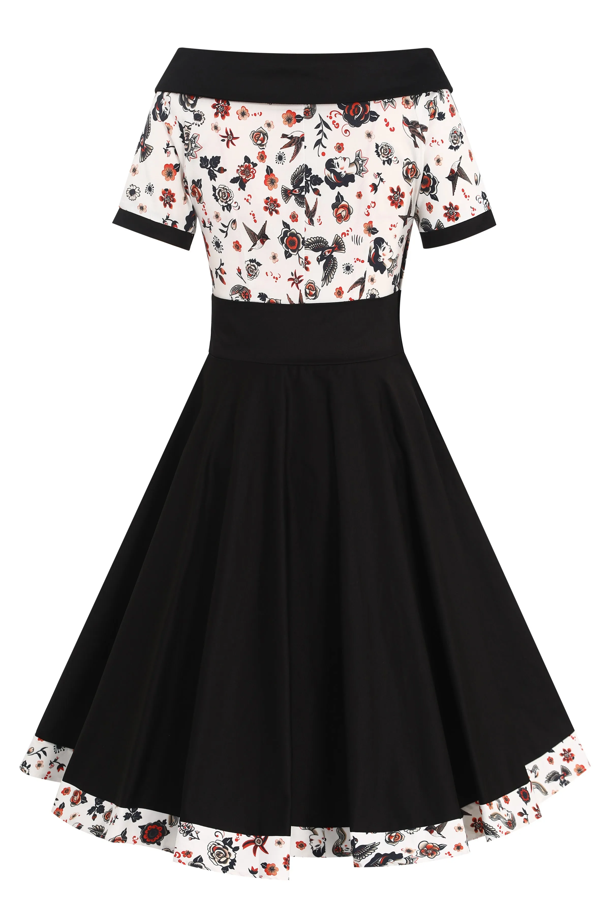Darlene Rockabilly Old School Tattoo Roll Collar Dress