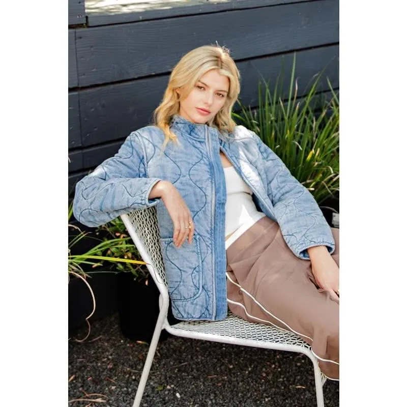 Denim Washed Quilted Jacket