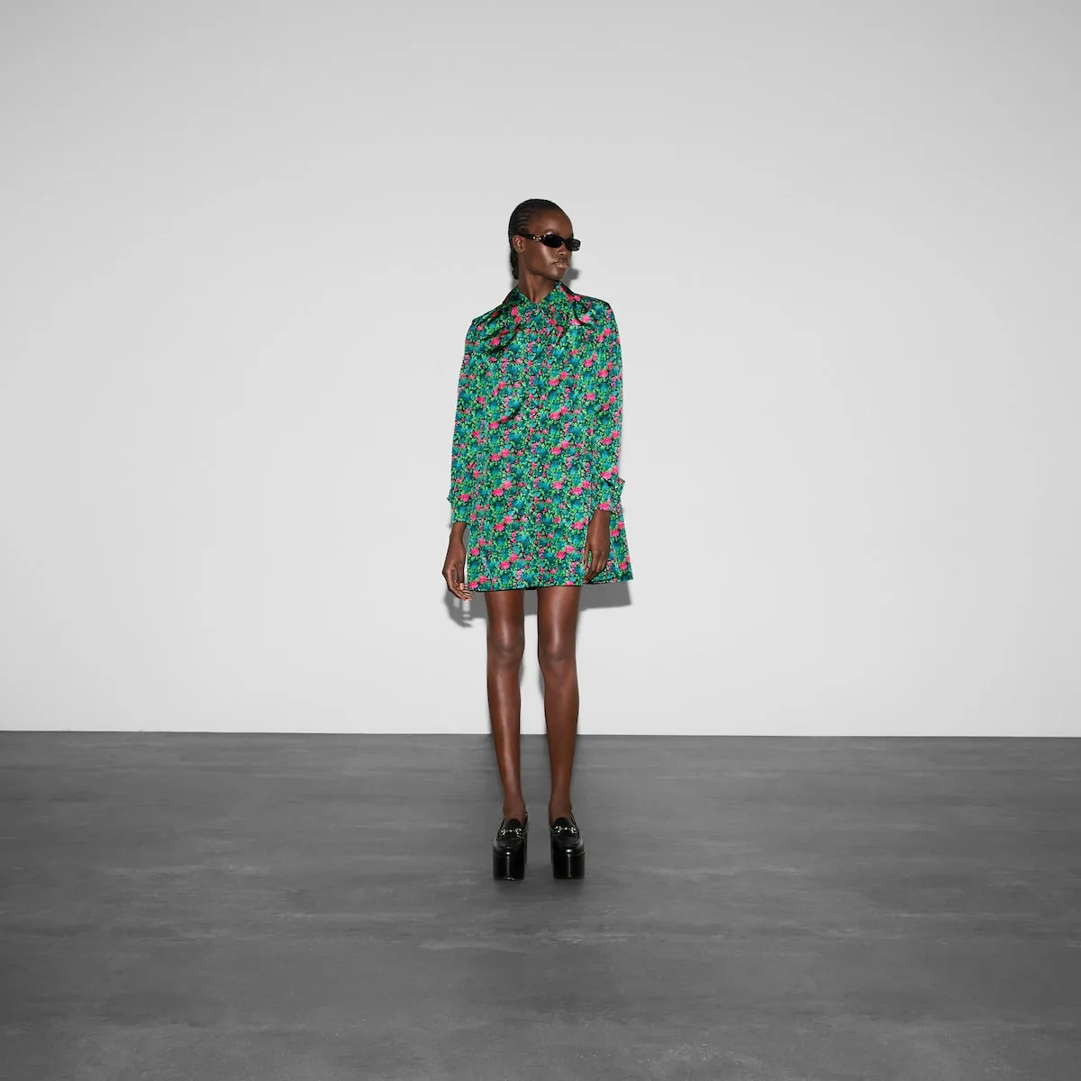 Floral print nylon coat