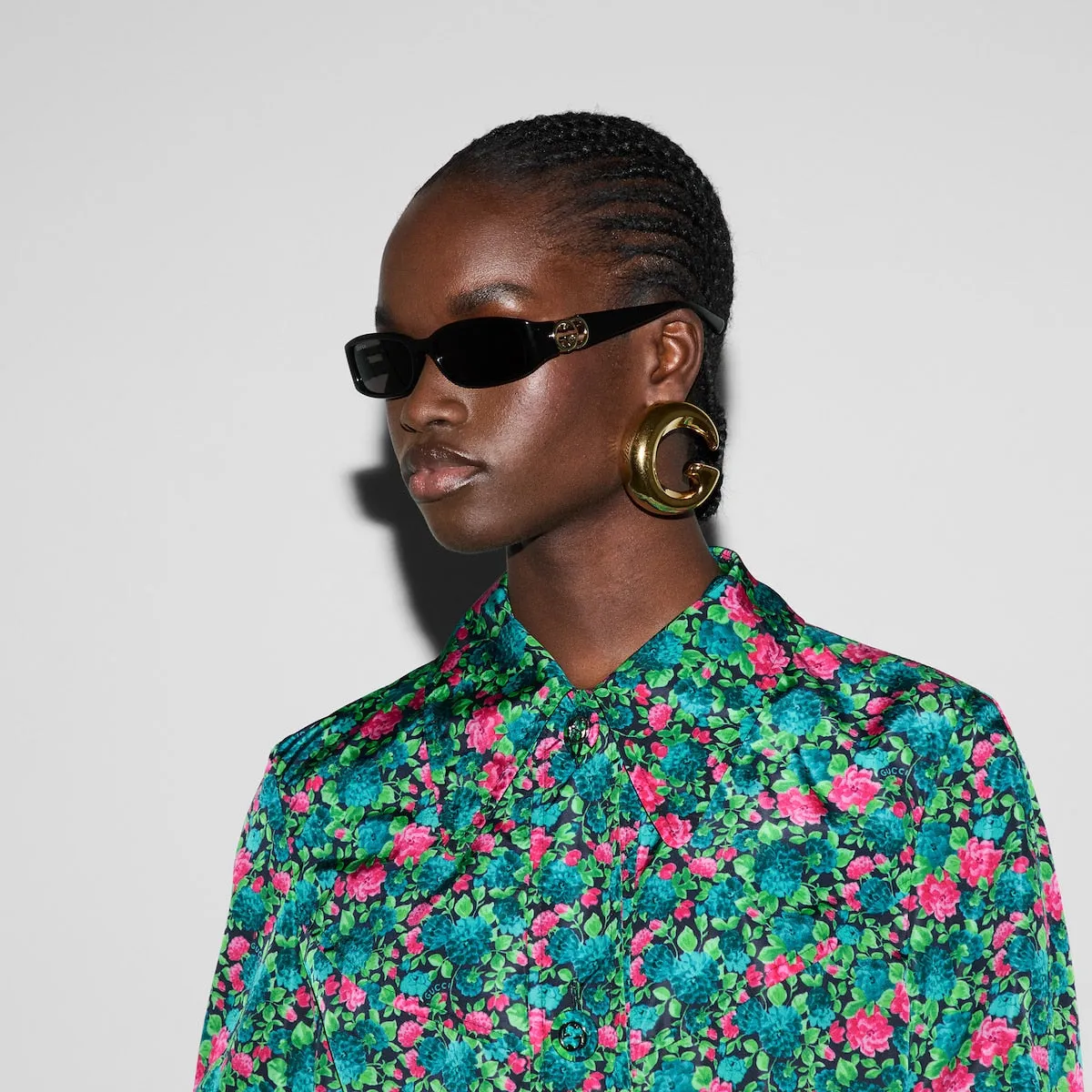 Floral print nylon coat