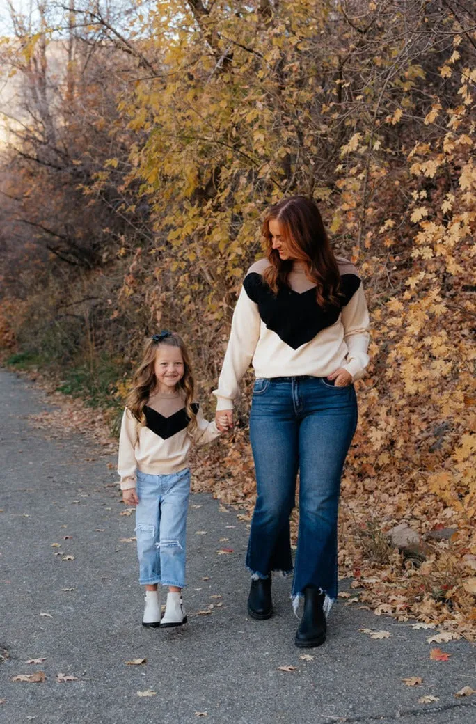 Little Girl's Wally Sweater-Cream/Black/Tan