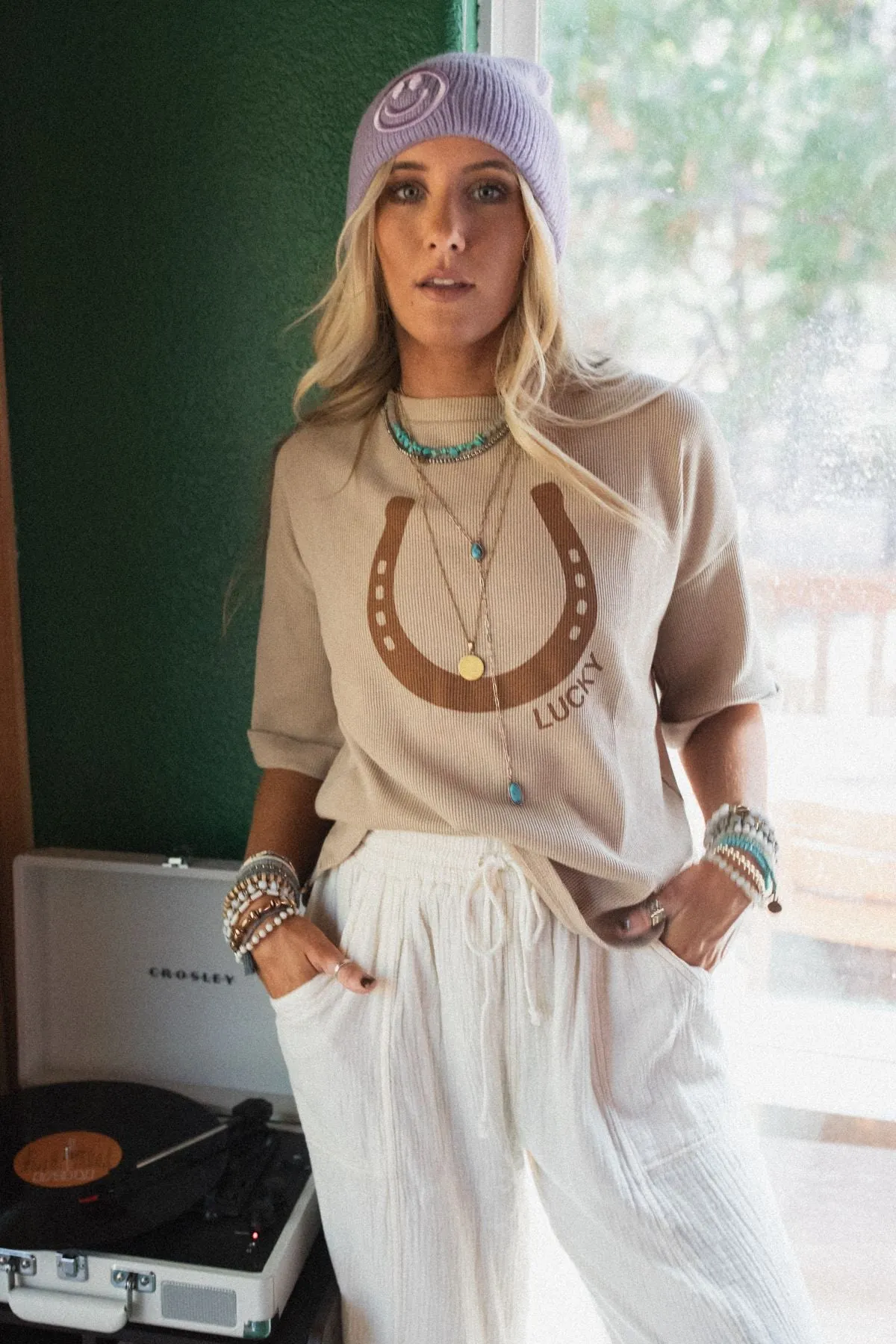 Lucky You Graphic Tee - Taupe