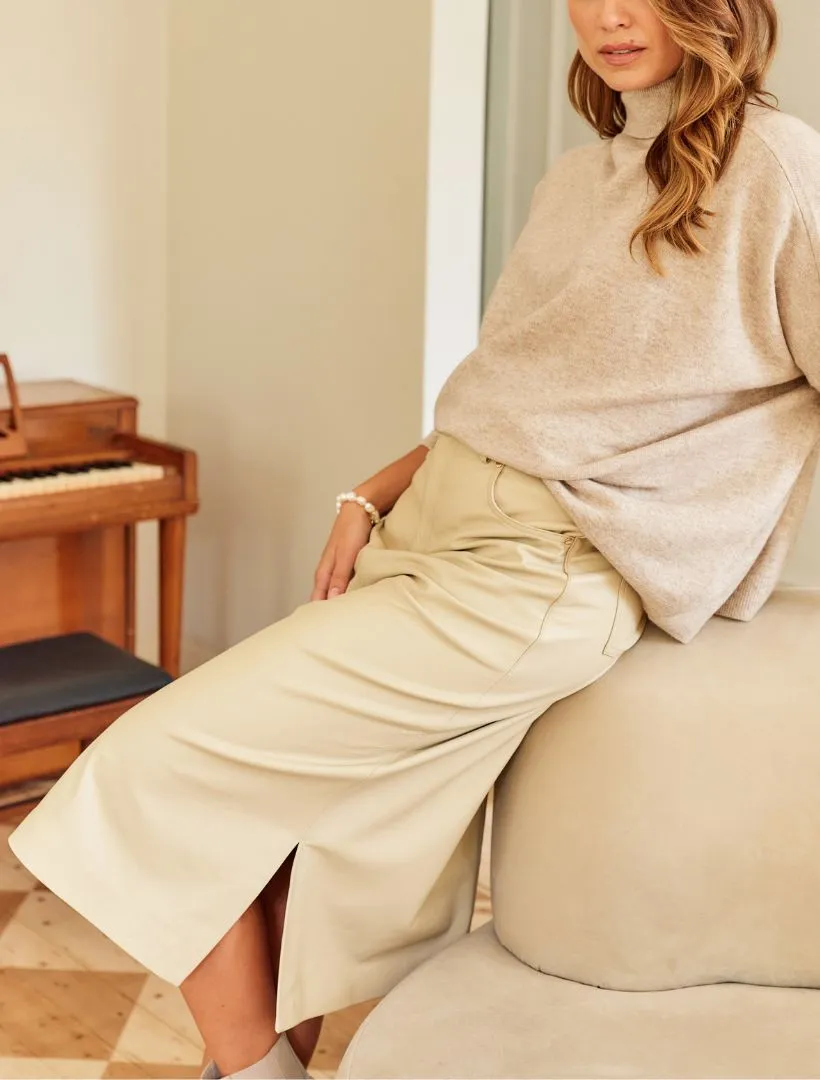 Madison Leather Skirt Latte