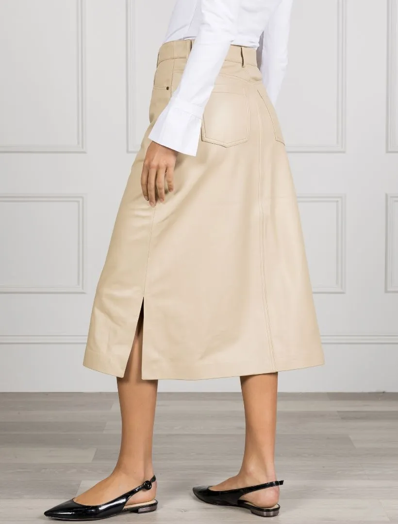 Madison Leather Skirt Latte