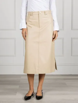 Madison Leather Skirt Latte